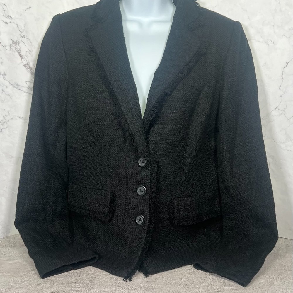 Karl Lagerfeld women's Trimmed Tweed Black Blazer Size 8 New Without Tags
